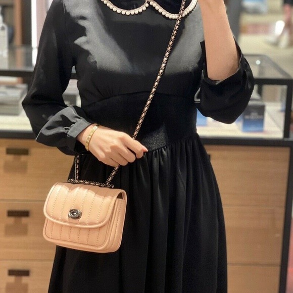 Coach Madison Shoulder Bag 16 With Quilting Pewter Faded Blush - Picture 8 of 14